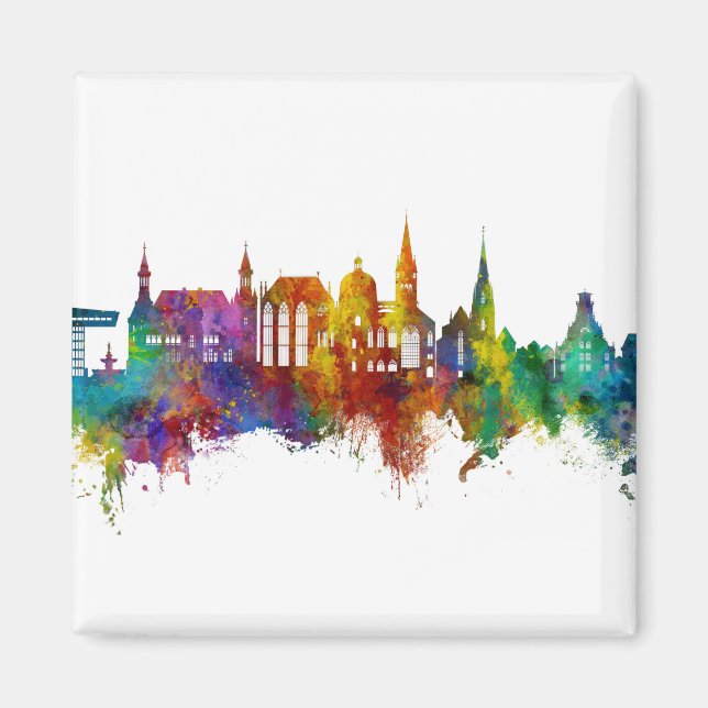 Aachen Tyskland Skyline Magnet (Framsidan)