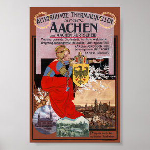 Aachen Vintage affisch Tyskland 1910