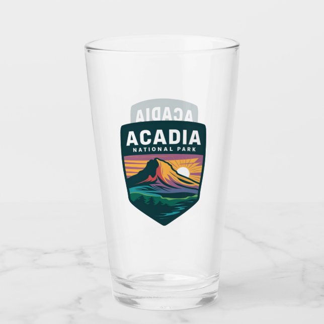 Aadia National Park Sunset Badge Illustration Glaskopp (Framsida)