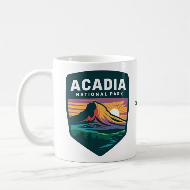 Aadia National Park Sunset Badge Illustration Kaffemugg (Vänster)