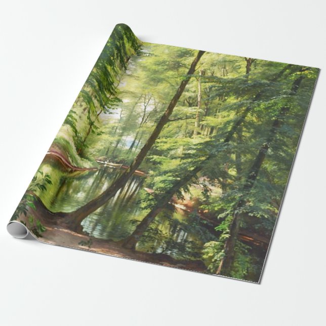 Aagaard Forest Stream Landscape Painting Presentpapper (Utrullad)