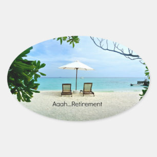 Aah pension...avslappning vid stranden ovalt klistermärke