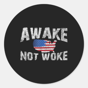 Aake men not woke USA 4:e juli Runt Klistermärke