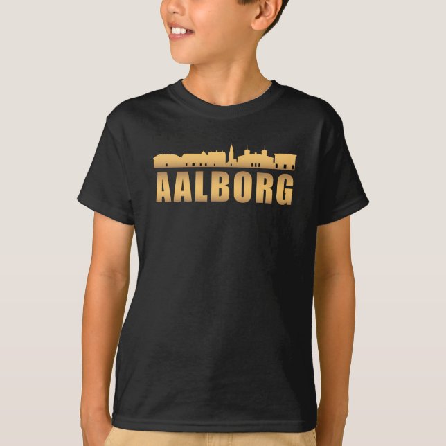 Aalborg Danmark City Skyline Cityscape Funny Gift T Shirt (Framsida)