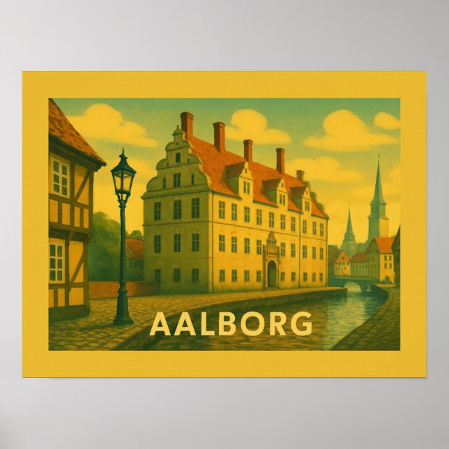 Aalborg Danmark stadsbild Poster (Framsidan)
