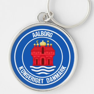 Aalborg Round Emblem Rund Silverfärgad Nyckelring