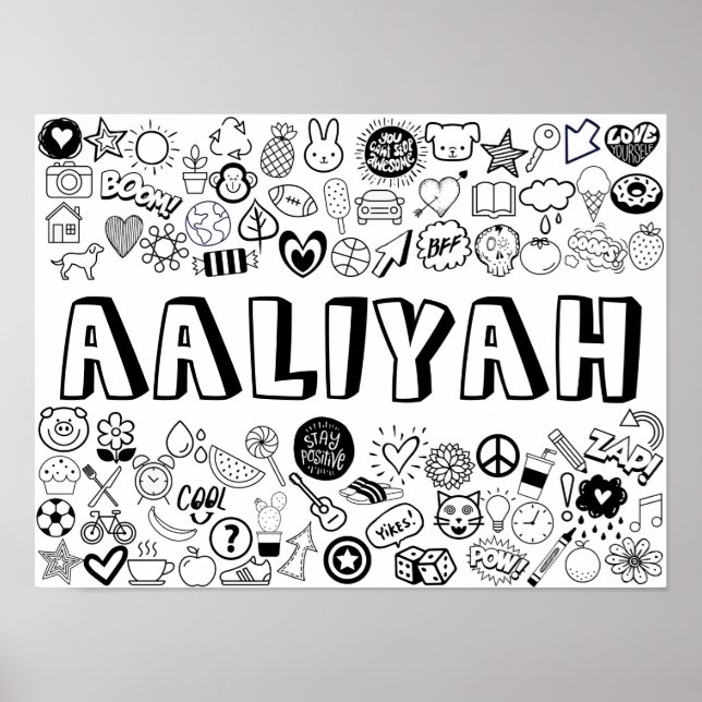 'AALIYAH' Färg-it-Yourself disline Design Poster (Framsidan)