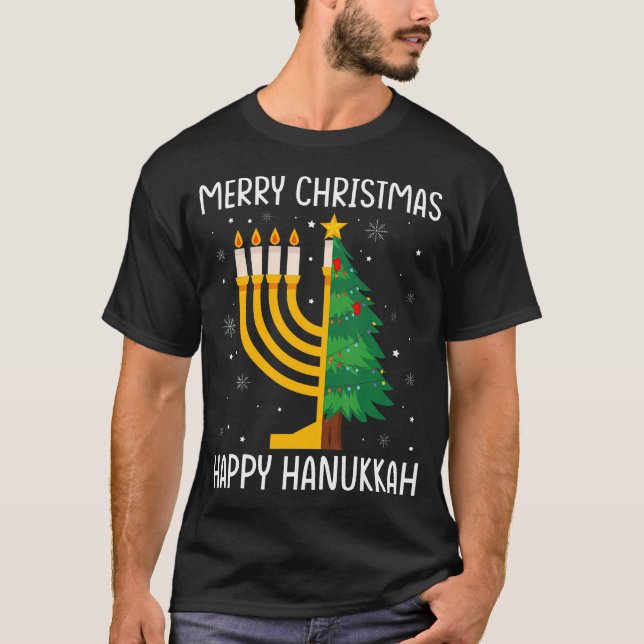 Aam Merry Chrismukkah Happy Hanukkah Christmas Tre T Shirt (Framsida)