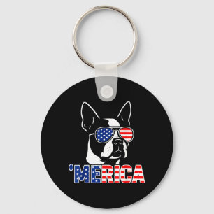 Aamerica Boston Terrier Patriotisk 4:e Juli Hund Nyckelring
