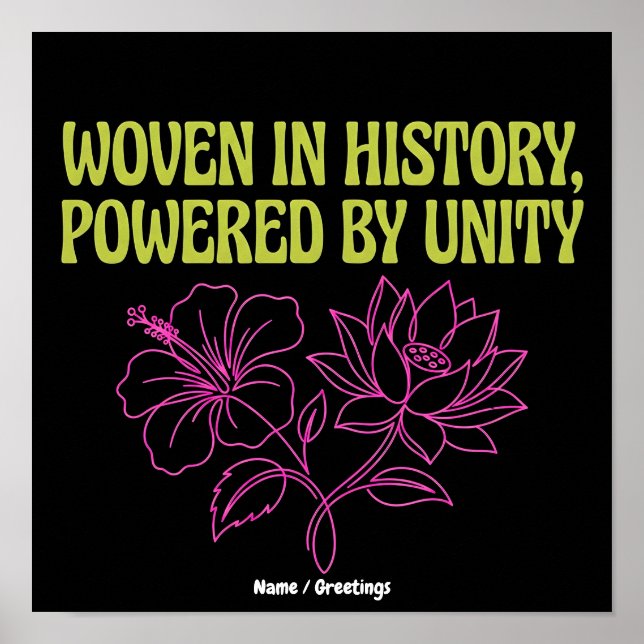 AAPI Månad för kulturarv Sammanvävd enhet Blommig  Poster (Framsidan)