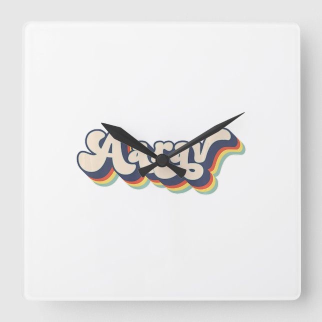 Aarav Namn Personlig Surname First Namn Aarav P Fyrkantig Klocka (Framsida)