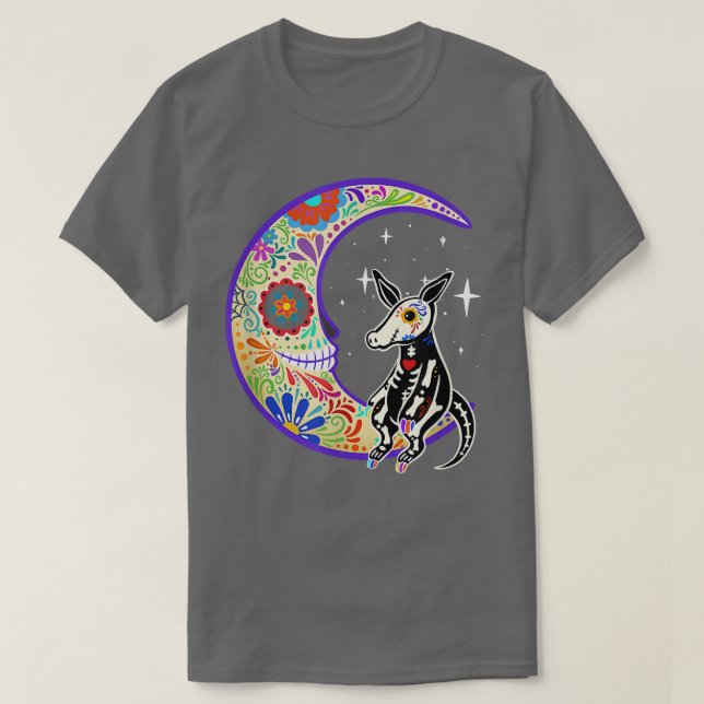 Aardvark Dia de Los Muertos Skeleton  T Shirt (Design framsida)