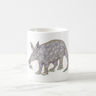 Aardvark och ant svart pennkonst med teckning kaffemugg