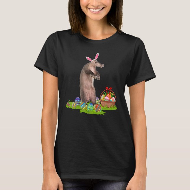 Aardvark Påskägg Hunting Bunny Aardvark Påsk T Shirt (Framsida)
