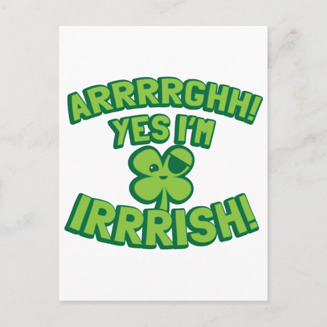 AARGHH JES, jag är IRISH med pirat SHAMROCK Vykort (Framsida)