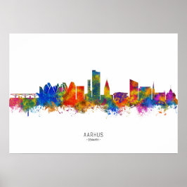 Aarhus Danmark Skyline Poster