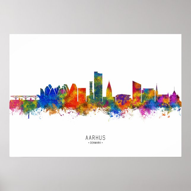 Aarhus Danmark Skyline Poster (Framsidan)