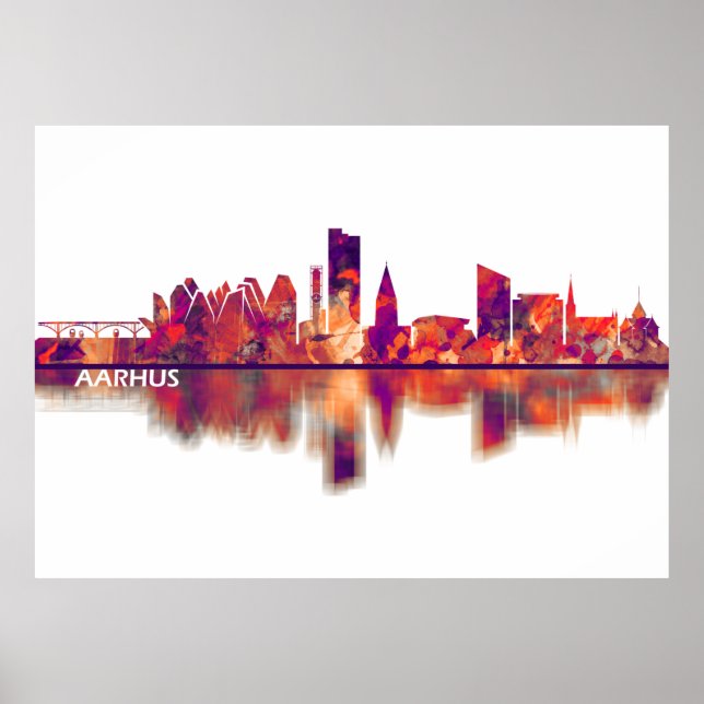 Aarhus Danmark Skyline Poster (Framsidan)