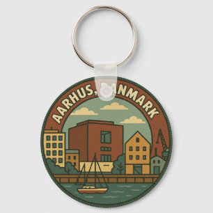 Aarhus Danmark stadsbild Nyckelring