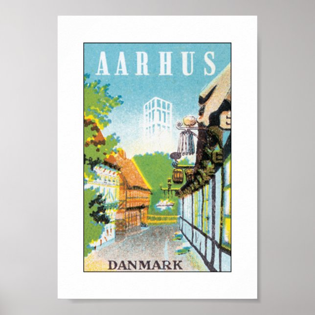 Aarhus Danmark (vitt) Poster (Framsidan)