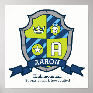 Aaron boys namn betyder blått grönt vapensköld pos poster