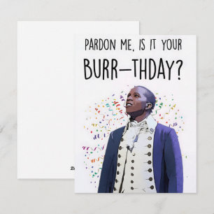 Aaron Burr Burr-födelsedag Hamilton Musikal Kort