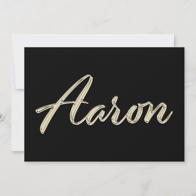 Aaron Name white gold Handwriting Karte Kort (Framsida)