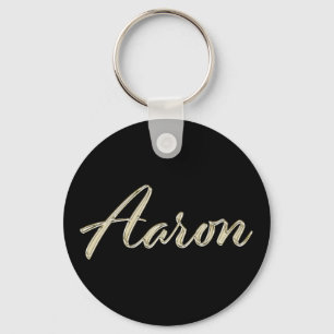Aaron Namn whitegold Button Schlüsselanhänger Nyckelring