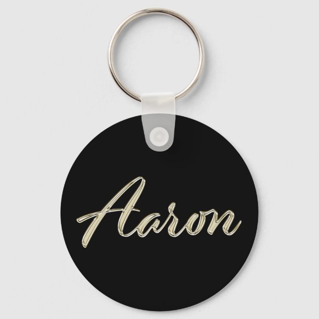 Aaron Namn whitegold Button Schlüsselanhänger Nyckelring (Framsida)