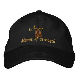 Aaron Namn with Hebrew Meaning Black Broderad Keps