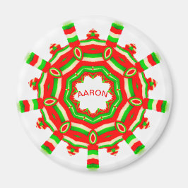 AARON ~ Personalised Christmas Wheel Fractal ~ Magnet