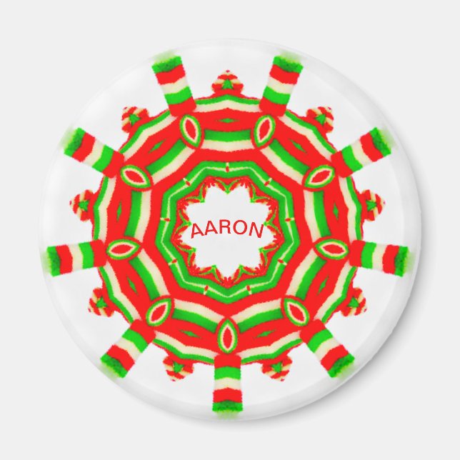 AARON ~ Personlig jul Wheel Fractal ~ Magnet (Framsidan)