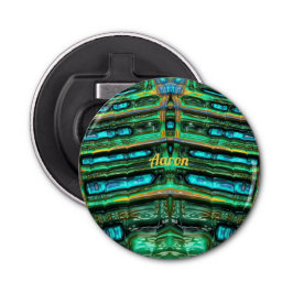 AARON ~ Shades of Green Aqua Blue and Yellow 3D~  Flasköppnare