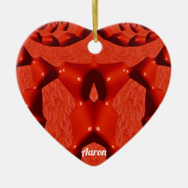 AARON ~ VALENTINE HEART ~ Red Fractal ~ Julgransprydnad Keramik