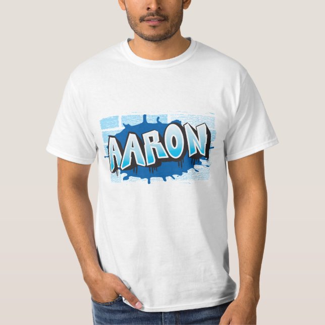 Aaron Your Graffiti Namn Background Brick Wall T-S T Shirt (Framsida)