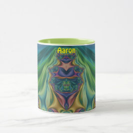 AARON ~ Zany 3D Fractal ~ Purple Green Yellow Mug Mugg