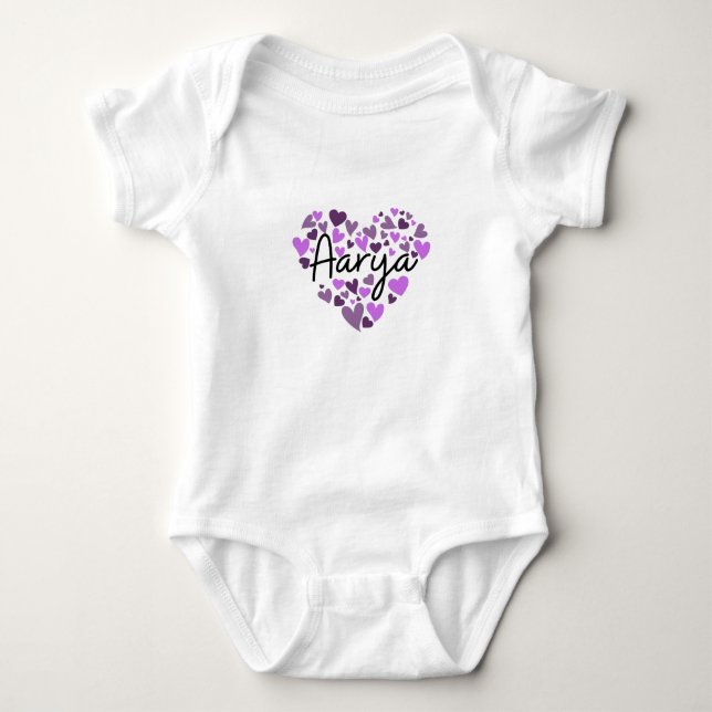 Aarya, lila hjärtan t shirt (Framsida)