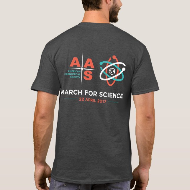 AAS + Mars för vetenskap; Omvänt kolgrått Tee Shirt (Baksida)