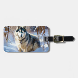 Aaskan Malamute Låt det snöa jul Bagagebricka