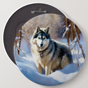 Aaskan Malamute Låt det snöa jul Knapp