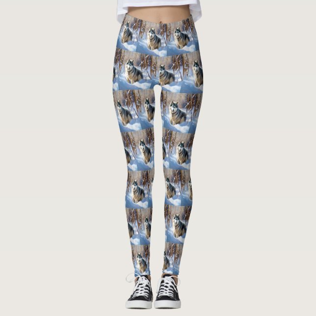 Aaskan Malamute Låt det snöa jul Leggings (Framsida)