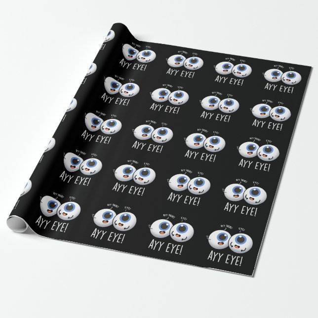Aay Eye Rolig AI Puns Mörk BG Presentpapper (Utrullad)