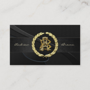 AB & BA Monogram [Guld+Fabric] Visitkort