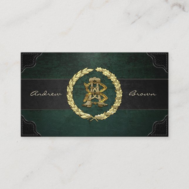 AB & BA Monogram [Guld+läder] Visitkort (Framsida)