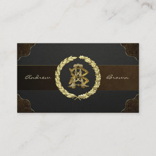 AB & BA Monogram [Guld+läder] Visitkort