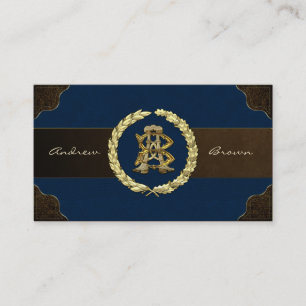 AB & BA Monogram [Guld+läder] Visitkort