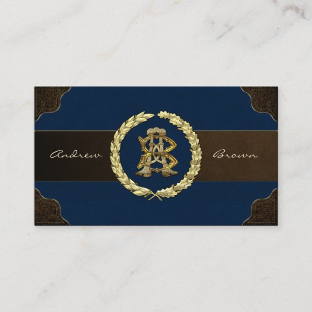 AB & BA Monogram [Guld+läder] Visitkort (Framsida)