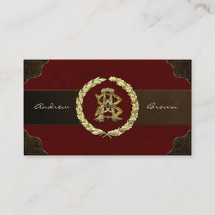 AB & BA Monogram [Guld+läder] Visitkort