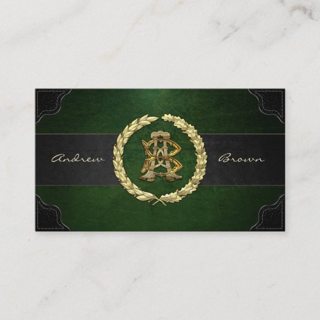 AB & BA Monogram [Guld+läder] Visitkort (Framsida)