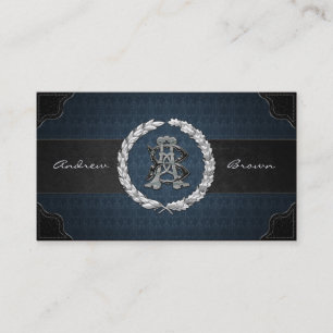 AB & BA Silver Monogram Visitkort